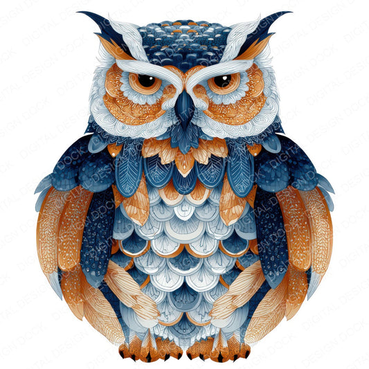 Scandinavian Owl Patterned fussy cut sheet in A4 format showing all 12 designs on one printable page