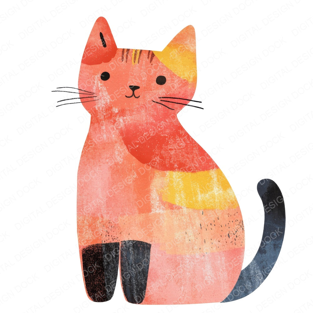 Scandivanian Cat Design fussy cut sheet in A4 format showing all 12 designs on one printable page