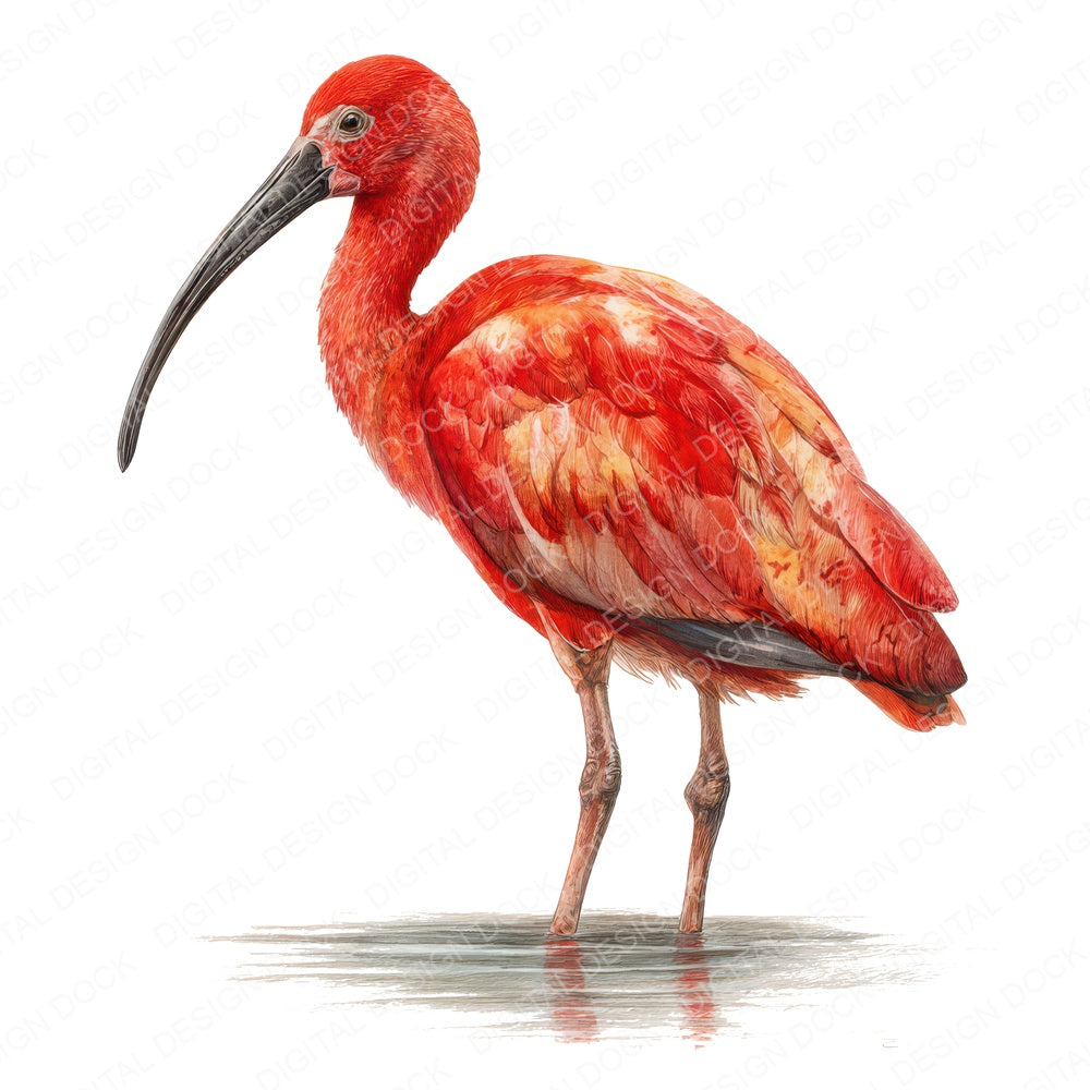 Scarlet Ibis Exotic Bird fussy cut sheet in A4 format showing all 12 designs on one printable page