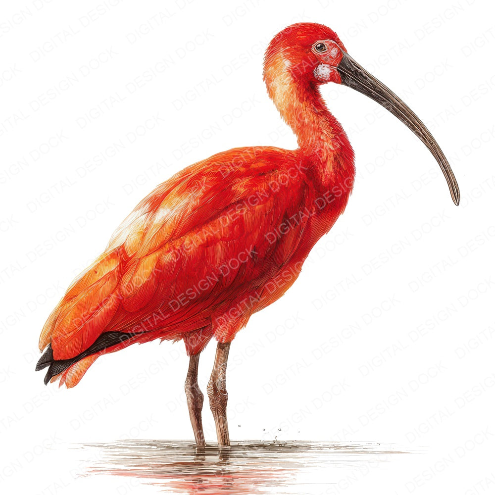 Scarlet Ibis Exotic Bird fussy cut sheet in US Letter format showing all 12 designs on one printable page