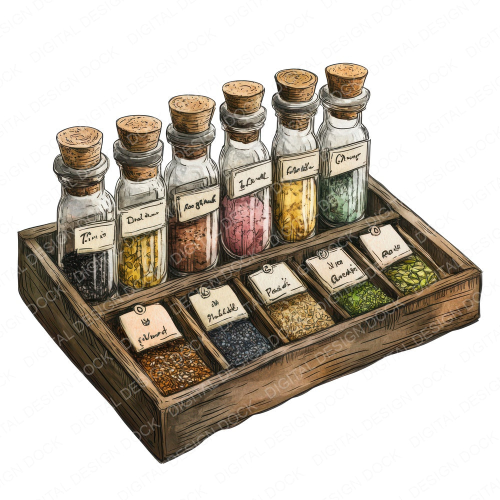 Seed Vial Collection in Tray fussy cut sheet in A4 format showing all 12 designs on one printable page
