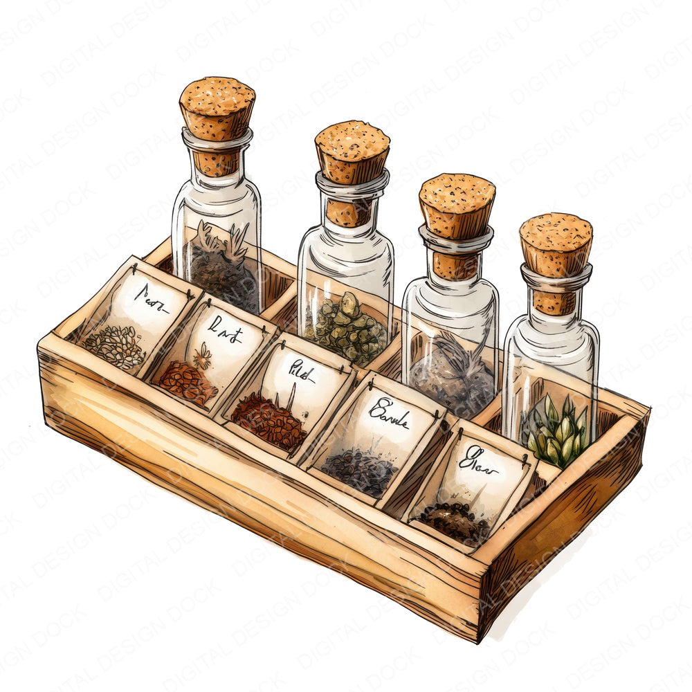 Seed Vial Collection in Tray fussy cut sheet in US Letter format showing all 12 designs on one printable page