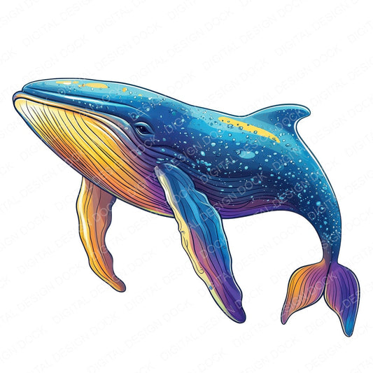 Serene Whale fussy cut sheet in US Letter format showing all 12 designs on one printable page