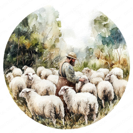 Sheep Farmer Bible fussy cut sheet in US Letter format showing all 12 designs on one printable page