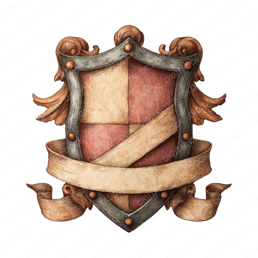 Shield Crest Banner fussy cut sheet in A4 format showing all 12 designs on one printable page