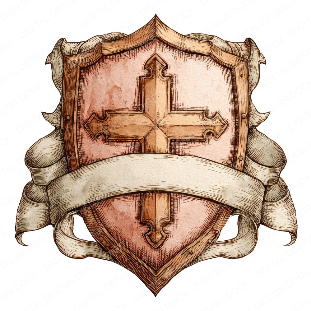 Shield Crest Banner fussy cut sheet in US Letter format showing all 12 designs on one printable page