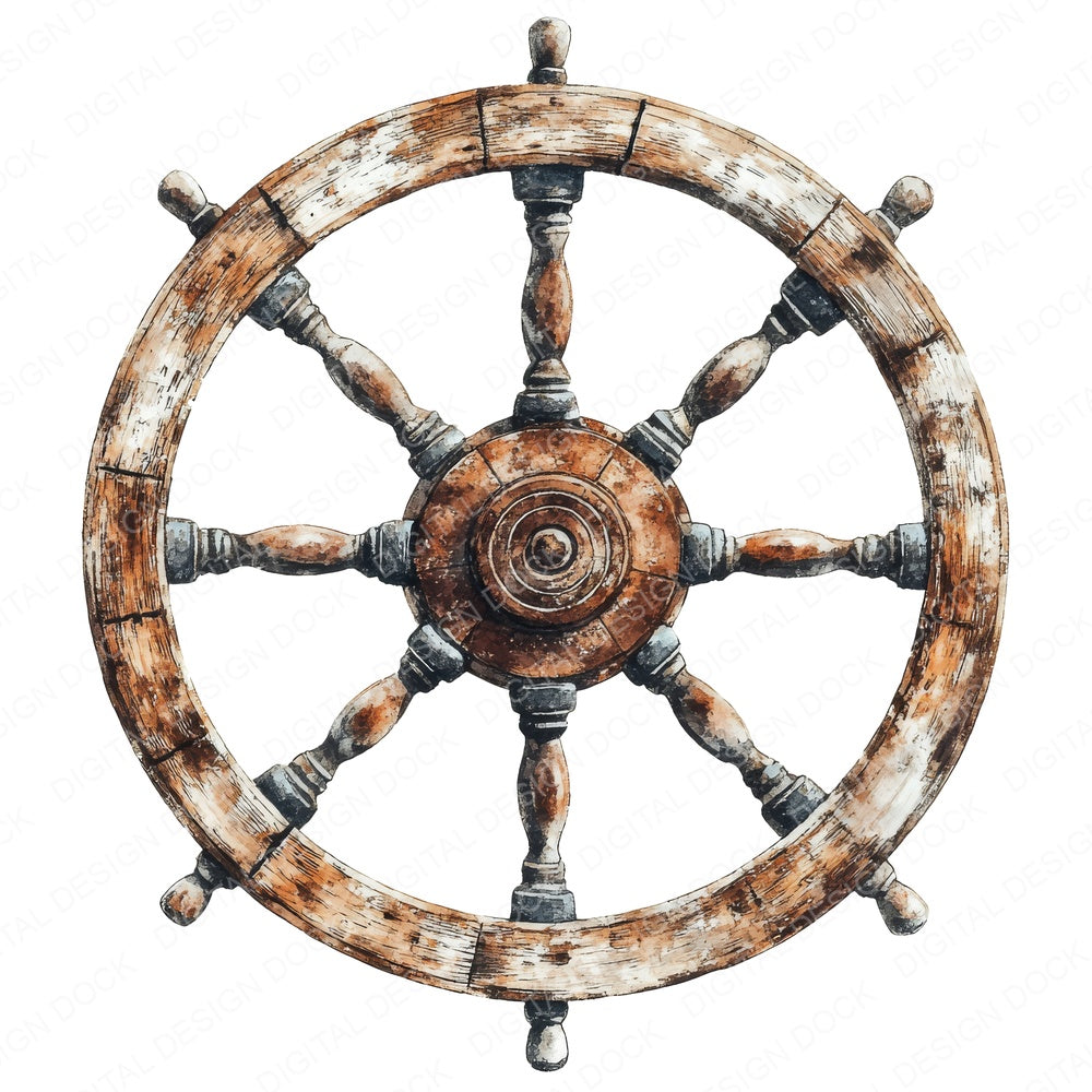 Ships Wheel fussy cut sheet in A4 format showing all 12 designs on one printable page