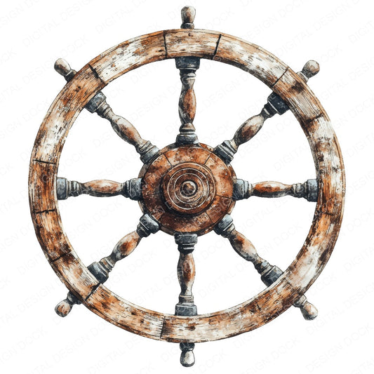 Ships Wheel fussy cut sheet in A4 format showing all 12 designs on one printable page