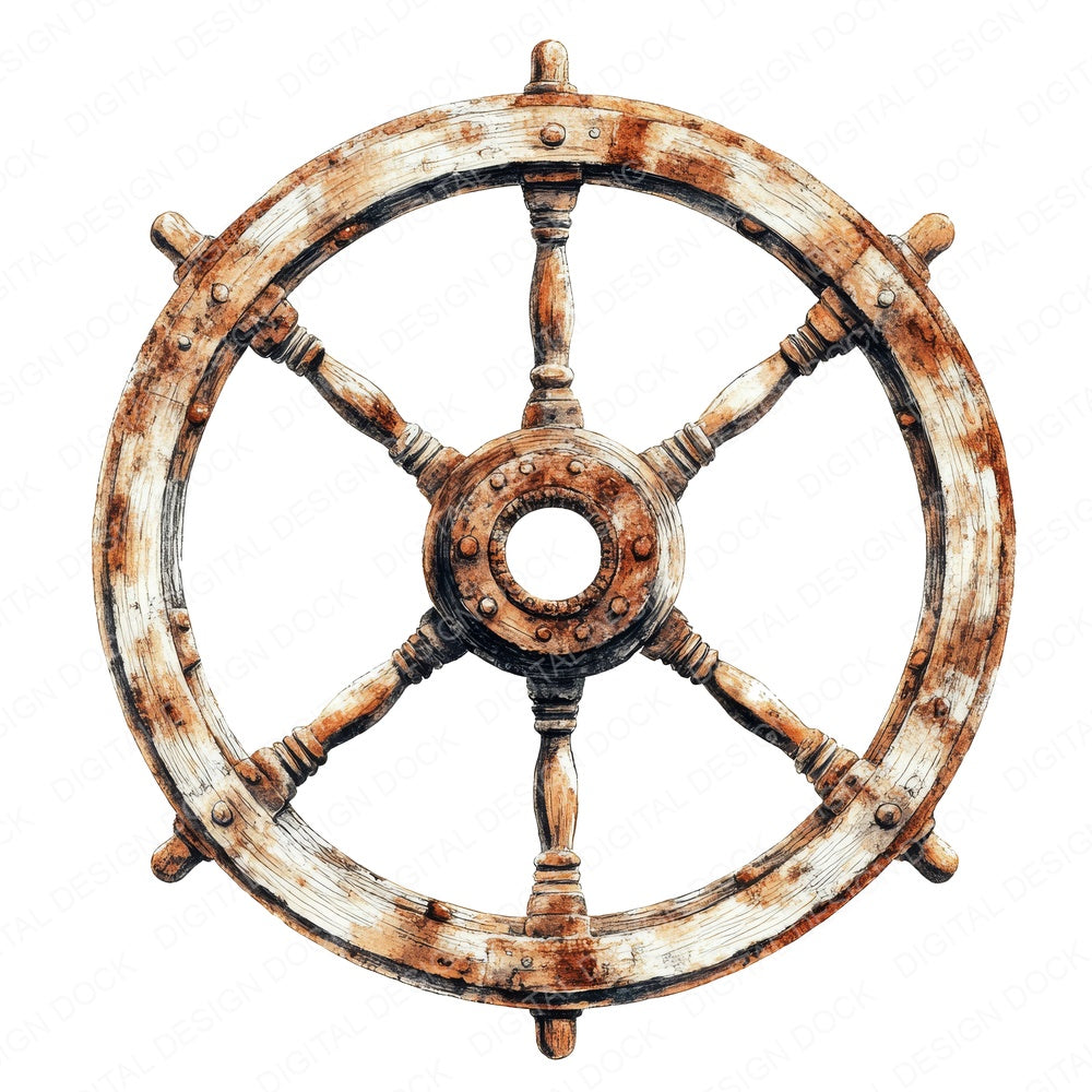 Ships Wheel fussy cut sheet in US Letter format showing all 12 designs on one printable page