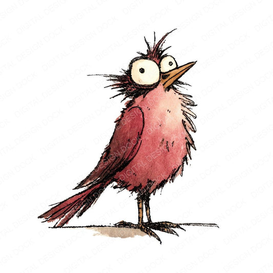 Sideways Perched Bird Character Clipart Set (DDD006540)