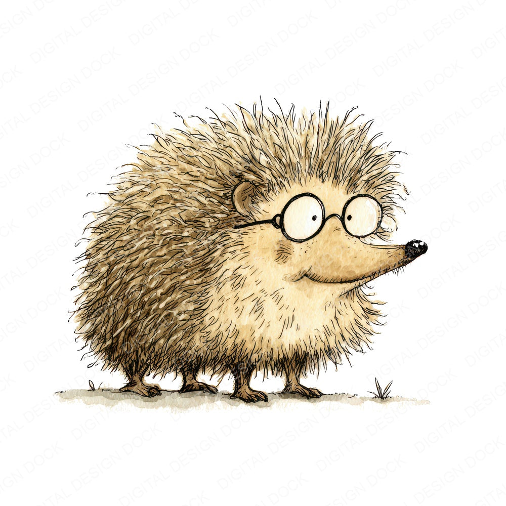 Silly Hedgehog Character Illustration fussy cut sheet in A4 format showing all 12 designs on one printable page