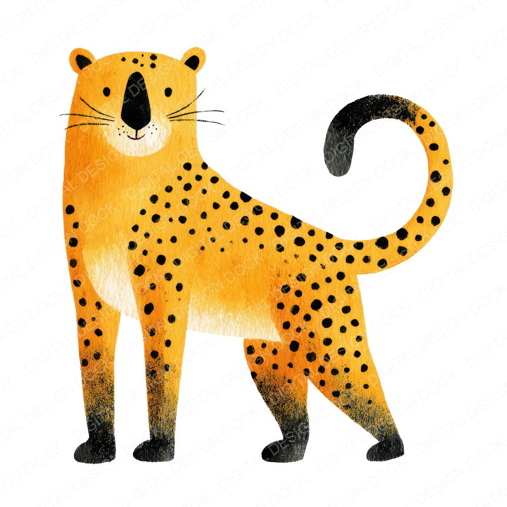 Simple Minimal Cheetah Illustration Clipart Set (DDD008749)