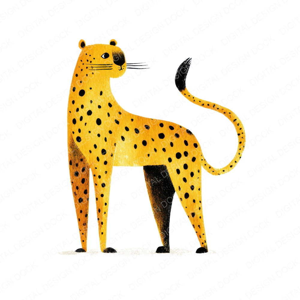 Simple Minimal Cheetah Illustration Clipart Set (DDD008749)