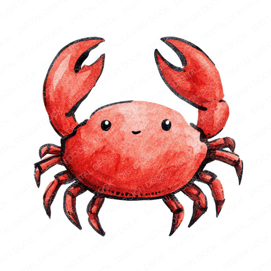 Simple Minimal Crab Illustration Clipart Set (DDD008750)
