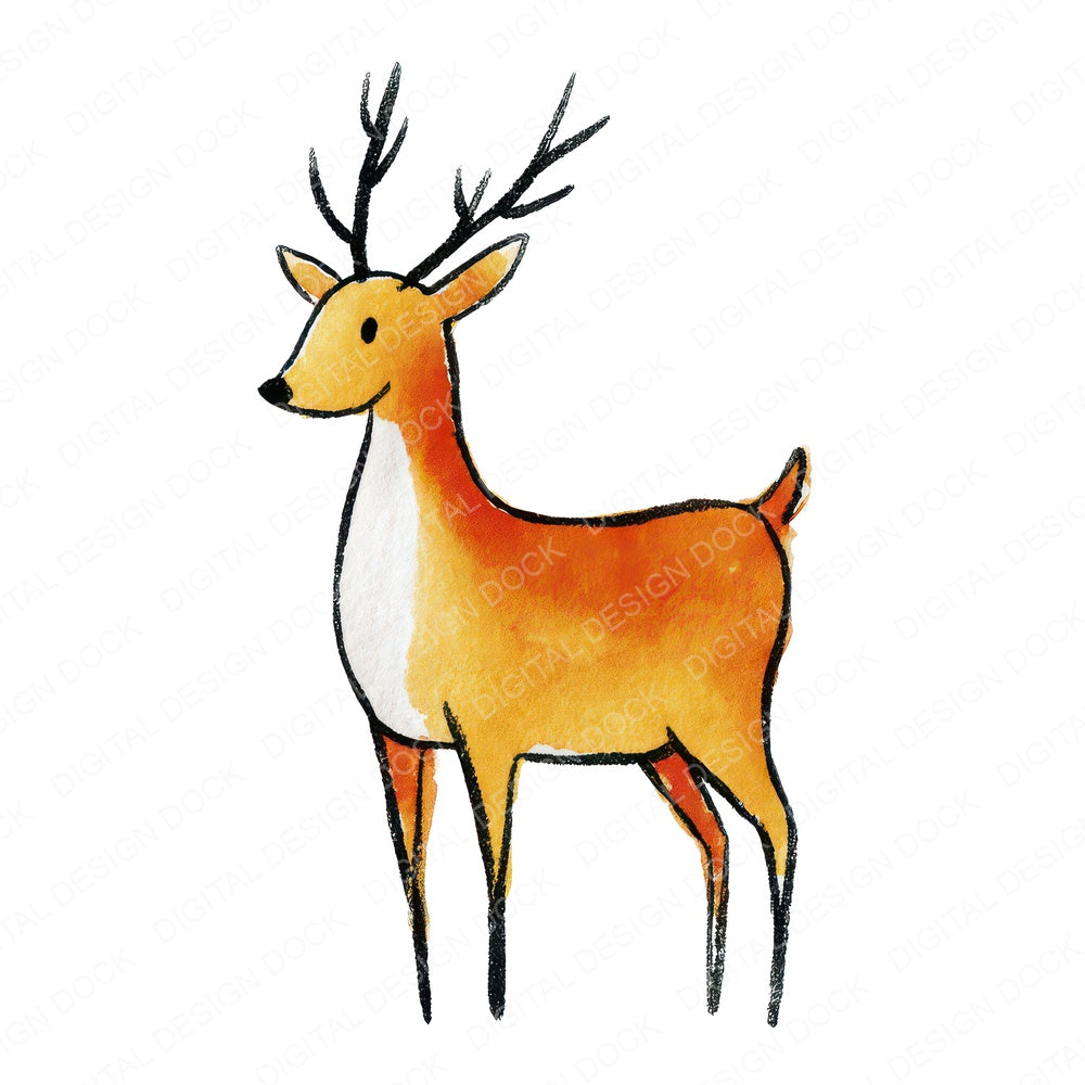 Simple Minimal Deer Illustration fussy cut sheet in A4 format showing all 12 designs on one printable page
