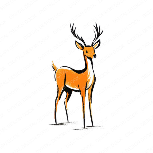 Simple Minimal Deer Illustration Clipart Set (DDD008751)