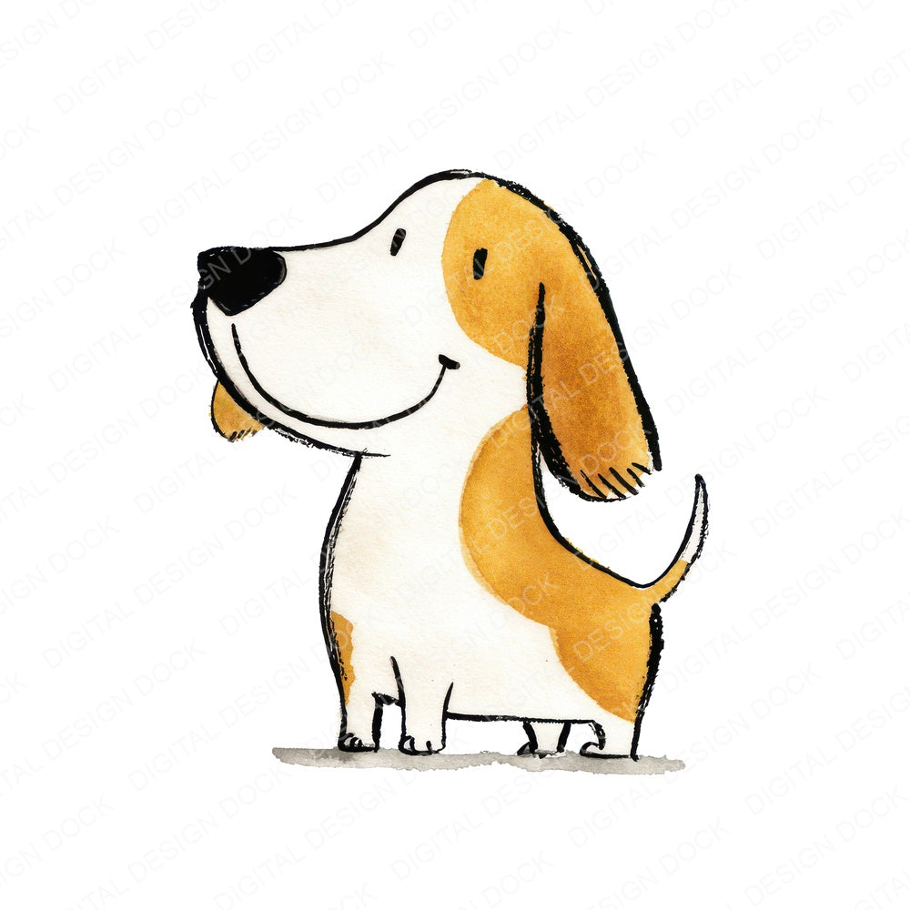 Simple Minimal Dog Illustration Clipart Set (DDD008752)