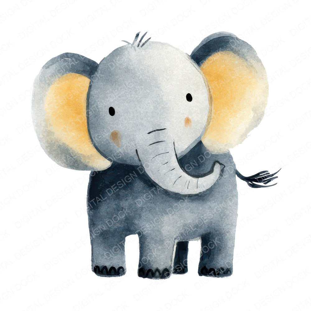 Simple Minimal Elephant Illustration fussy cut sheet in A4 format showing all 12 designs on one printable page