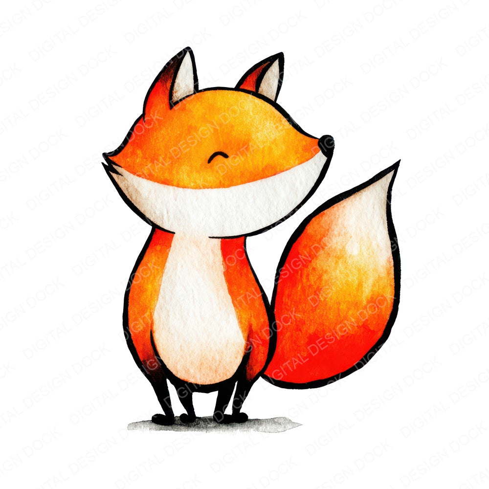 Simple Minimal Fox Illustration fussy cut sheet in A4 format showing all 12 designs on one printable page