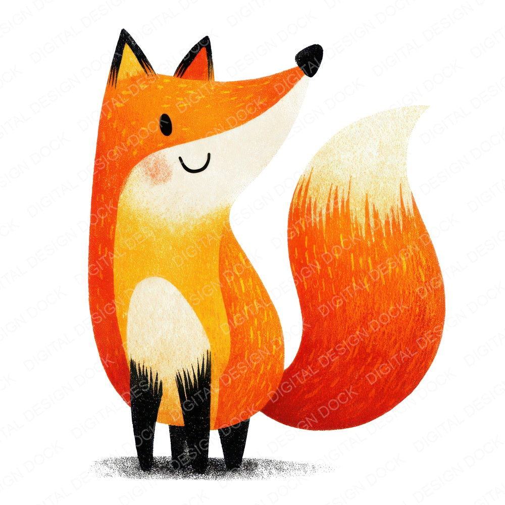 Simple Minimal Fox Illustration fussy cut sheet in US Letter format showing all 12 designs on one printable page