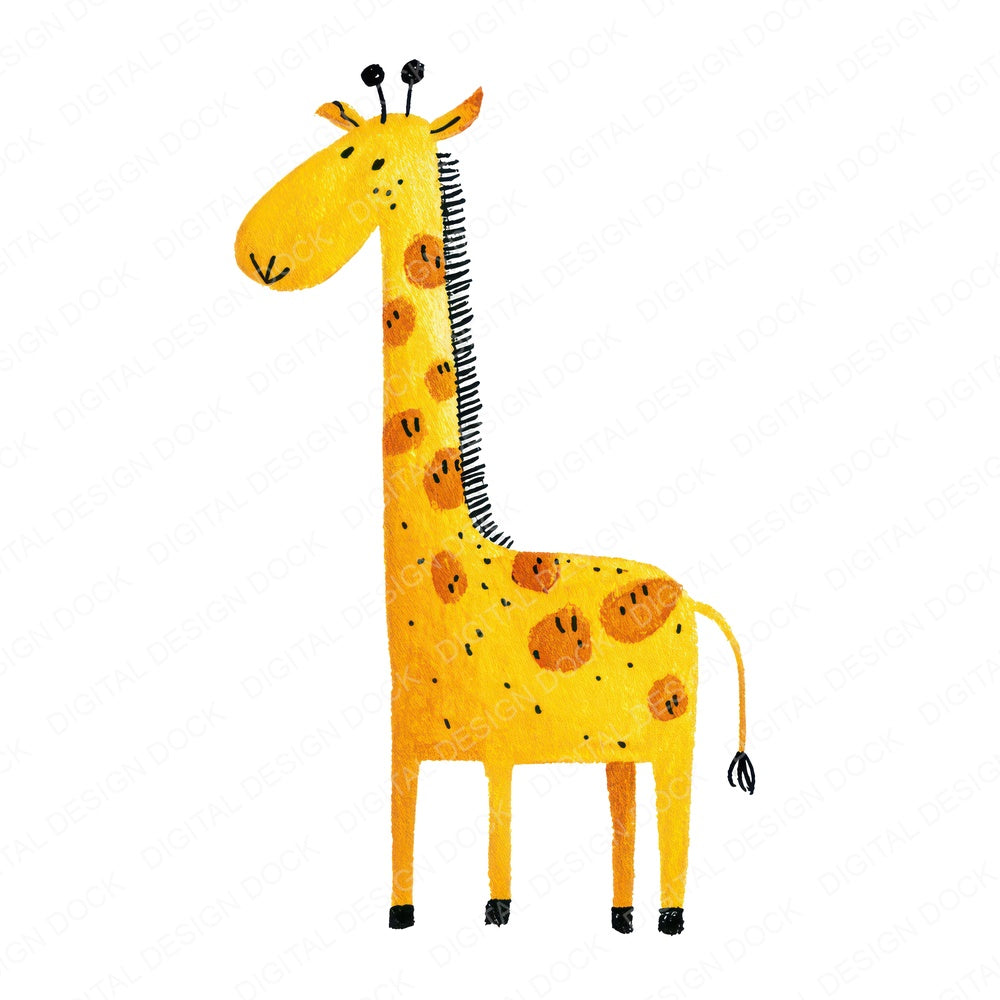 Simple Minimal Giraffe Illustration fussy cut sheet in A4 format showing all 12 designs on one printable page