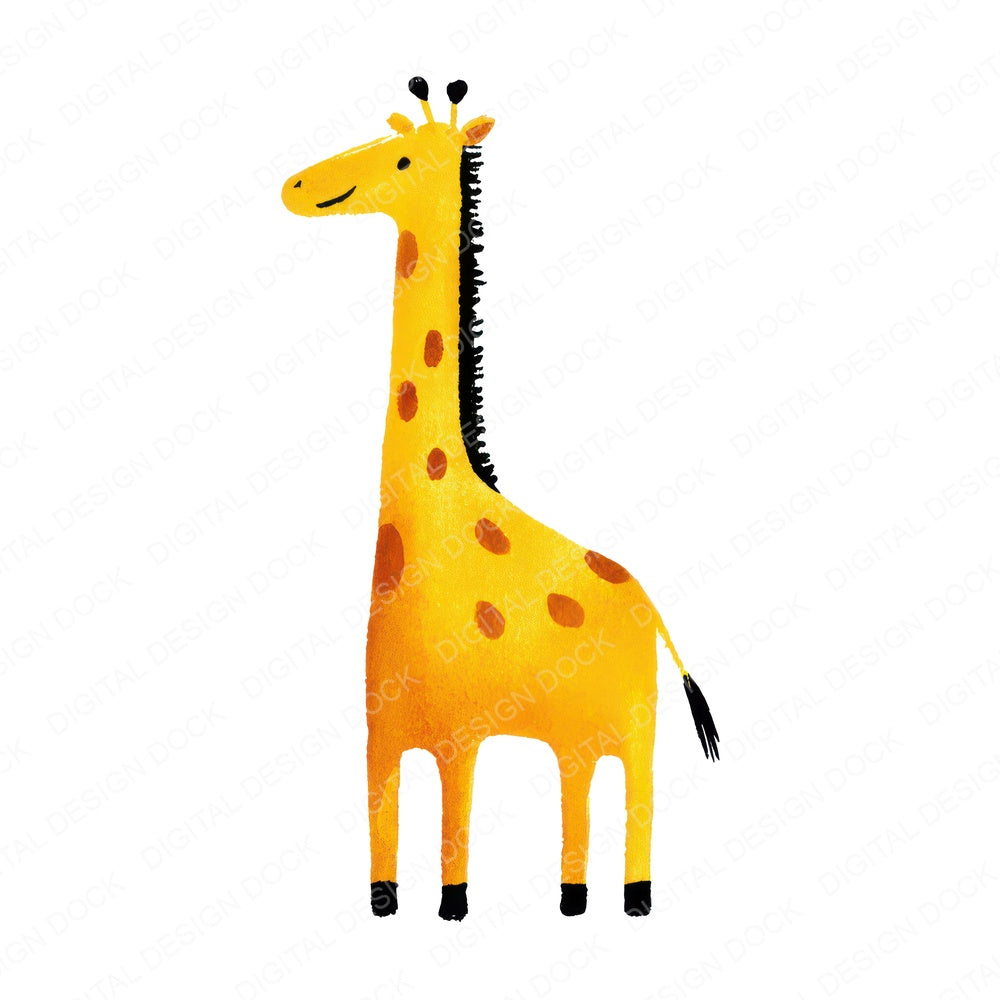 Simple Minimal Giraffe Illustration fussy cut sheet in US Letter format showing all 12 designs on one printable page