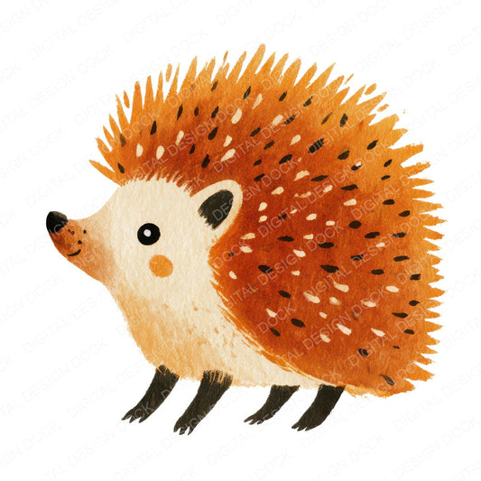 Simple Minimal Hedgehog Illustration Clipart Set (DDD008756)