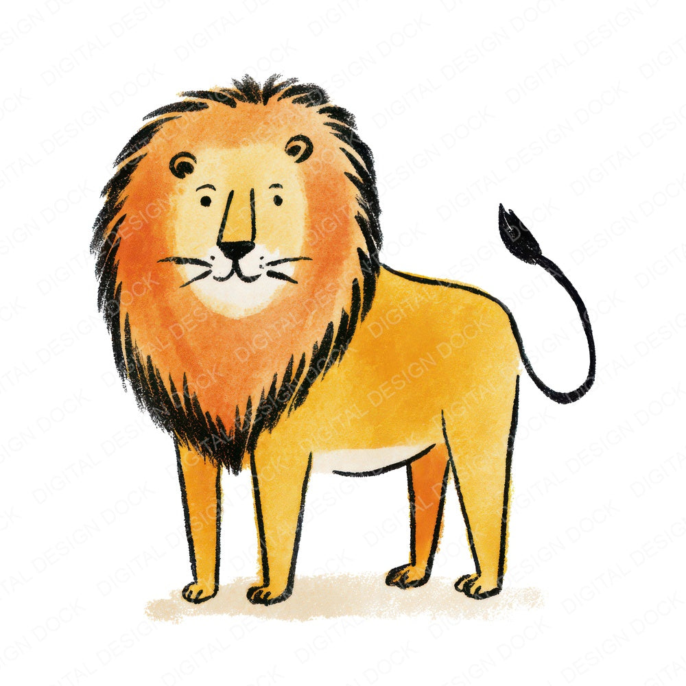Simple Minimal Lion Illustration Clipart Set (DDD008759)