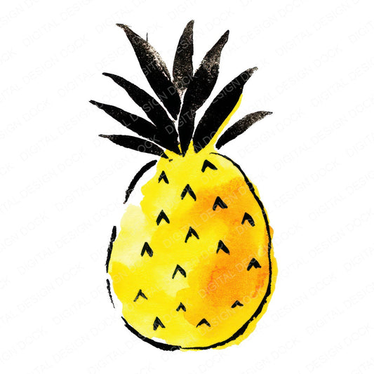 Simple Minimal Pineapple Illustration Clipart Set (DDD008701)