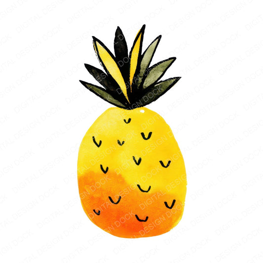 Simple Minimal Pineapple Illustration Clipart Set (DDD008701)