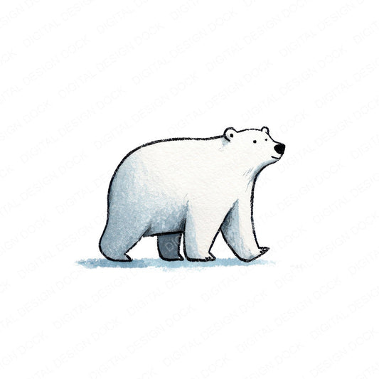 Simple Minimal Polar Bear Illustration Clipart Set (DDD008762)