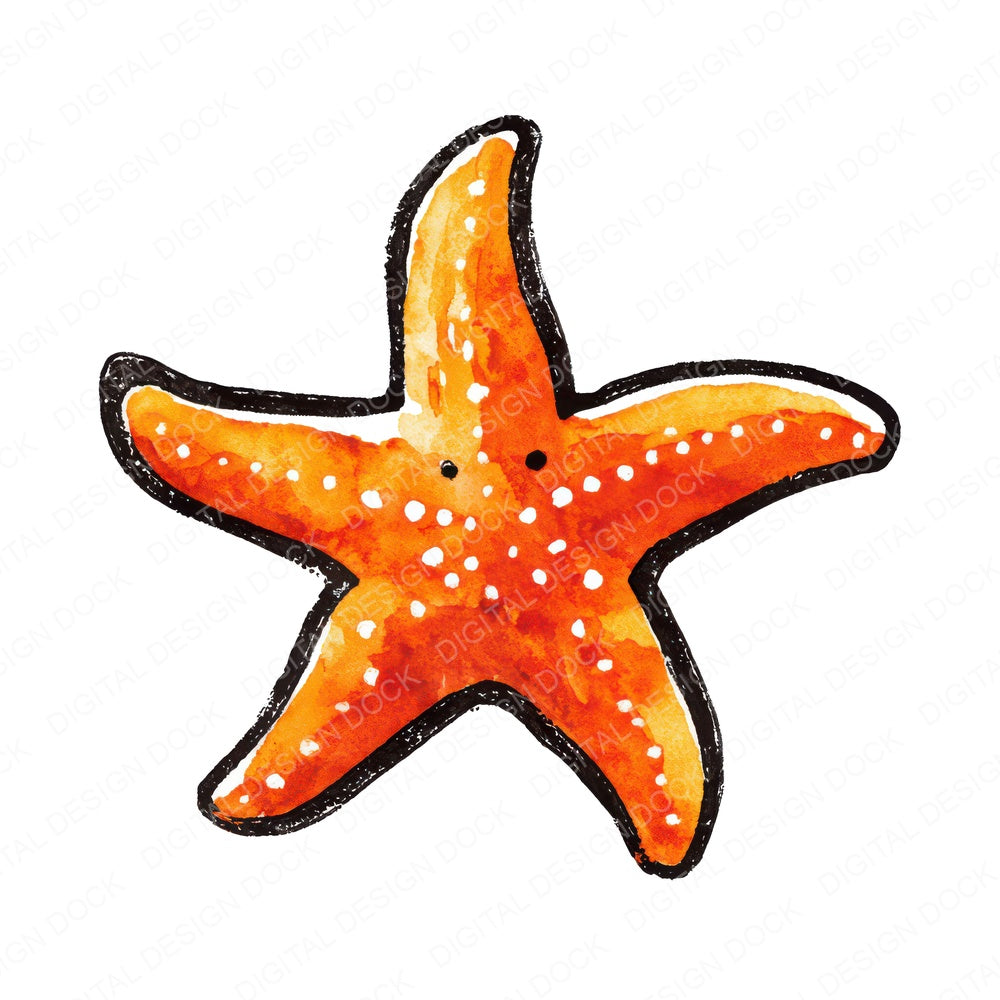 Simple Minimal Starfish Illustration Clipart Set (DDD008765)