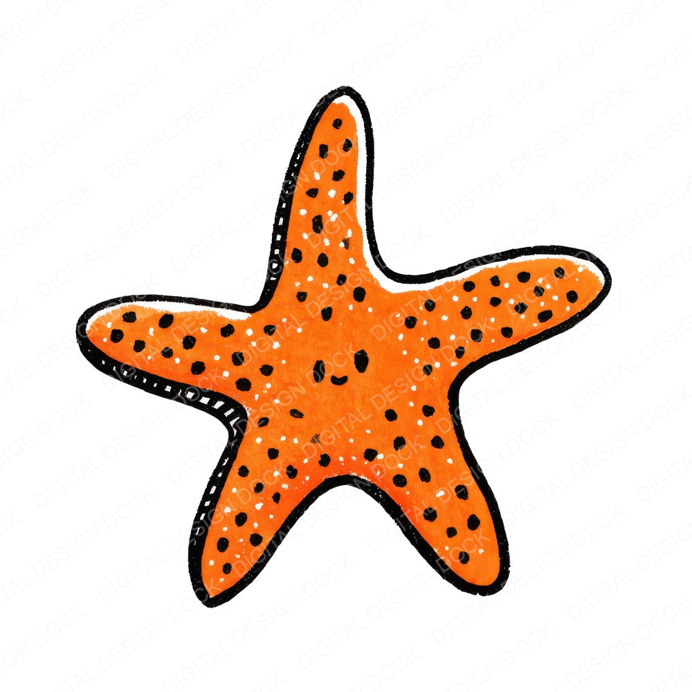 Simple Minimal Starfish Illustration Clipart Set (DDD008765)