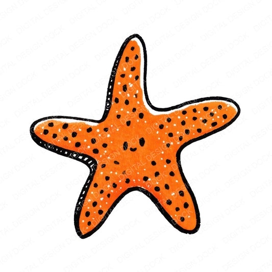 Simple Minimal Starfish Illustration Clipart Set (DDD008765)