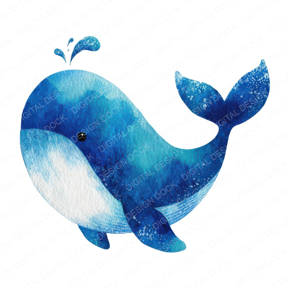 Simple Minimal Whale Illustration Clipart Set (DDD008766)