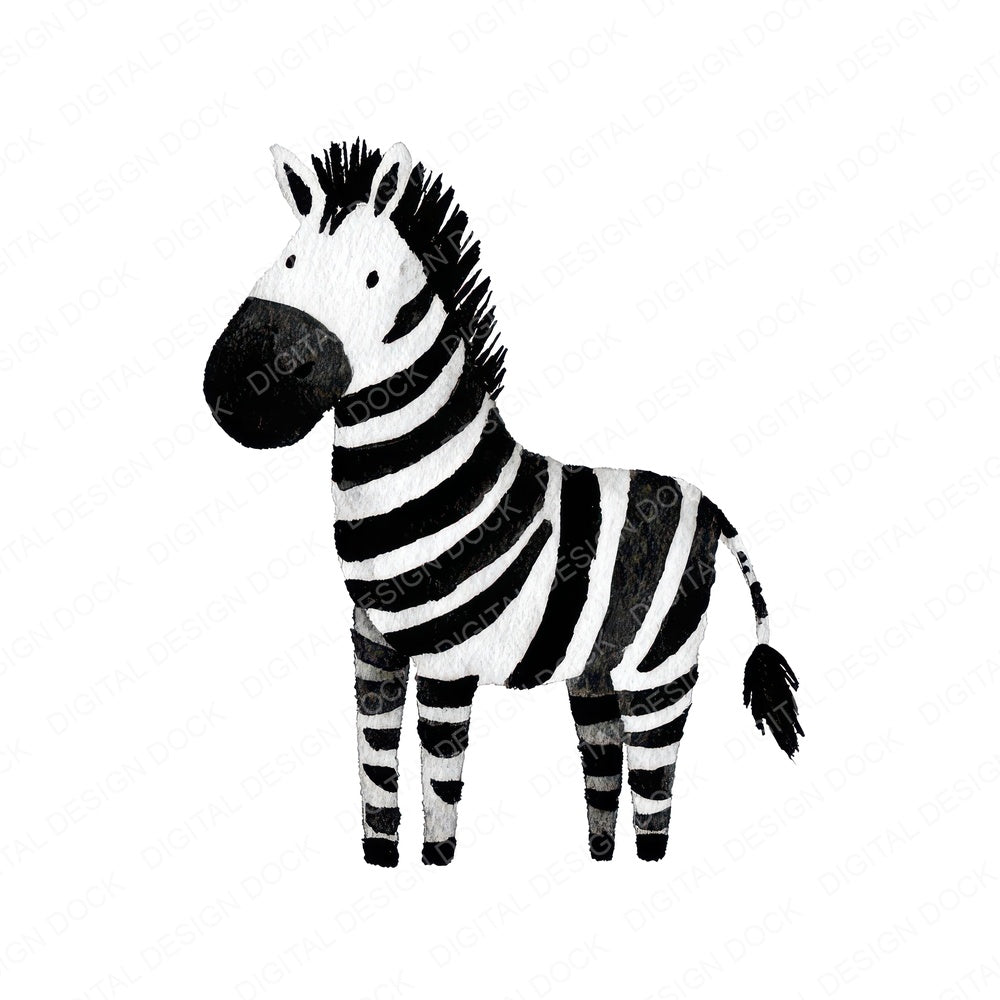 Simple Minimal Zebra Illustration fussy cut sheet in A4 format showing all 12 designs on one printable page