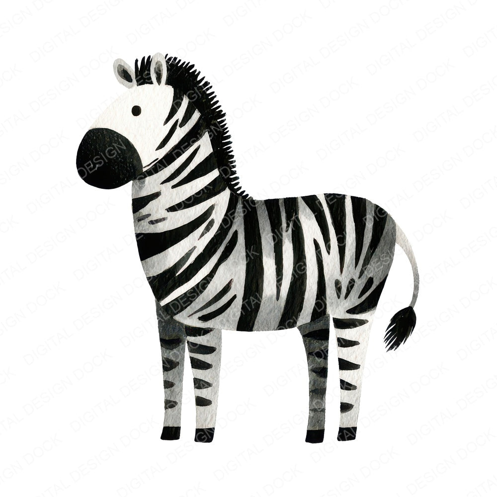 Simple Minimal Zebra Illustration fussy cut sheet in US Letter format showing all 12 designs on one printable page