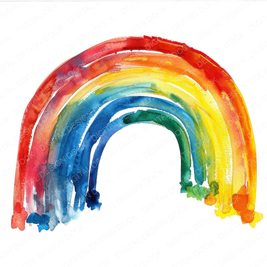 Simple Vibrant Watercolour Rainbow fussy cut sheet in US Letter format showing all 12 designs on one printable page