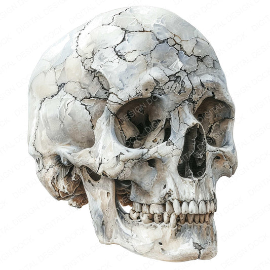Skull Cracked Surface fussy cut sheet in US Letter format showing all 12 designs on one printable page
