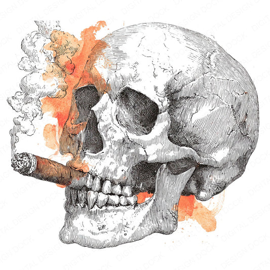 Skull Sketch Cigar fussy cut sheet in A4 format showing all 12 designs on one printable page