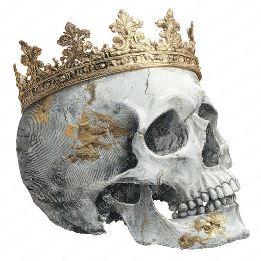 Skull Sketch Crown fussy cut sheet in US Letter format showing all 12 designs on one printable page