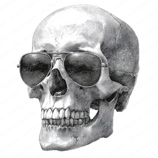 Skull Sketch Sunglasses fussy cut sheet in A4 format showing all 12 designs on one printable page