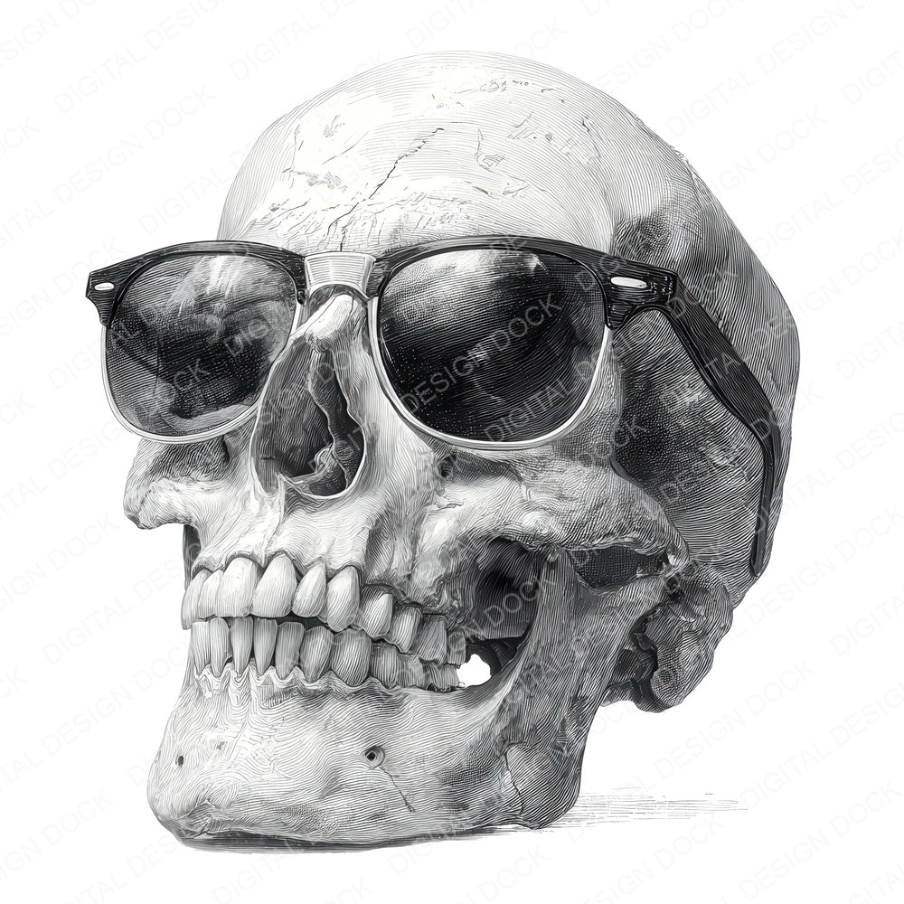 Skull Sketch Sunglasses fussy cut sheet in US Letter format showing all 12 designs on one printable page
