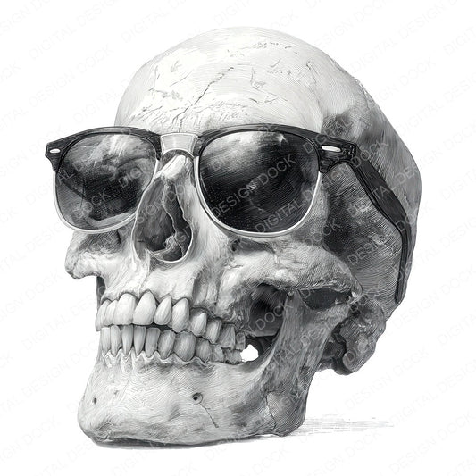 Skull Sketch Sunglasses fussy cut sheet in US Letter format showing all 12 designs on one printable page