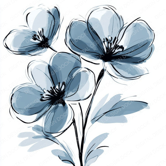 Slate Grey Abstract Flowers fussy cut sheet in A4 format showing all 12 designs on one printable page