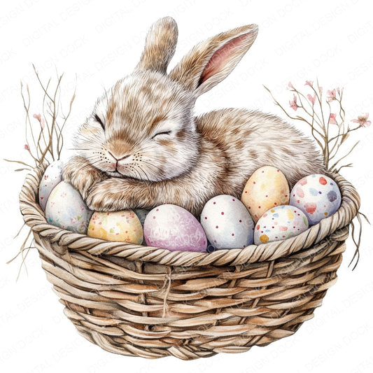 Sleeping Easter Bunny fussy cut sheet in A4 format showing all 12 designs on one printable page