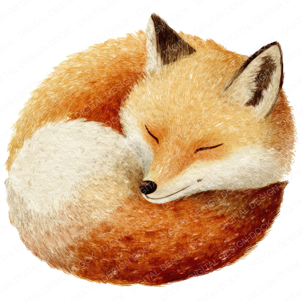 Sleeping Little Fox Clipart Set (DDD008246)
