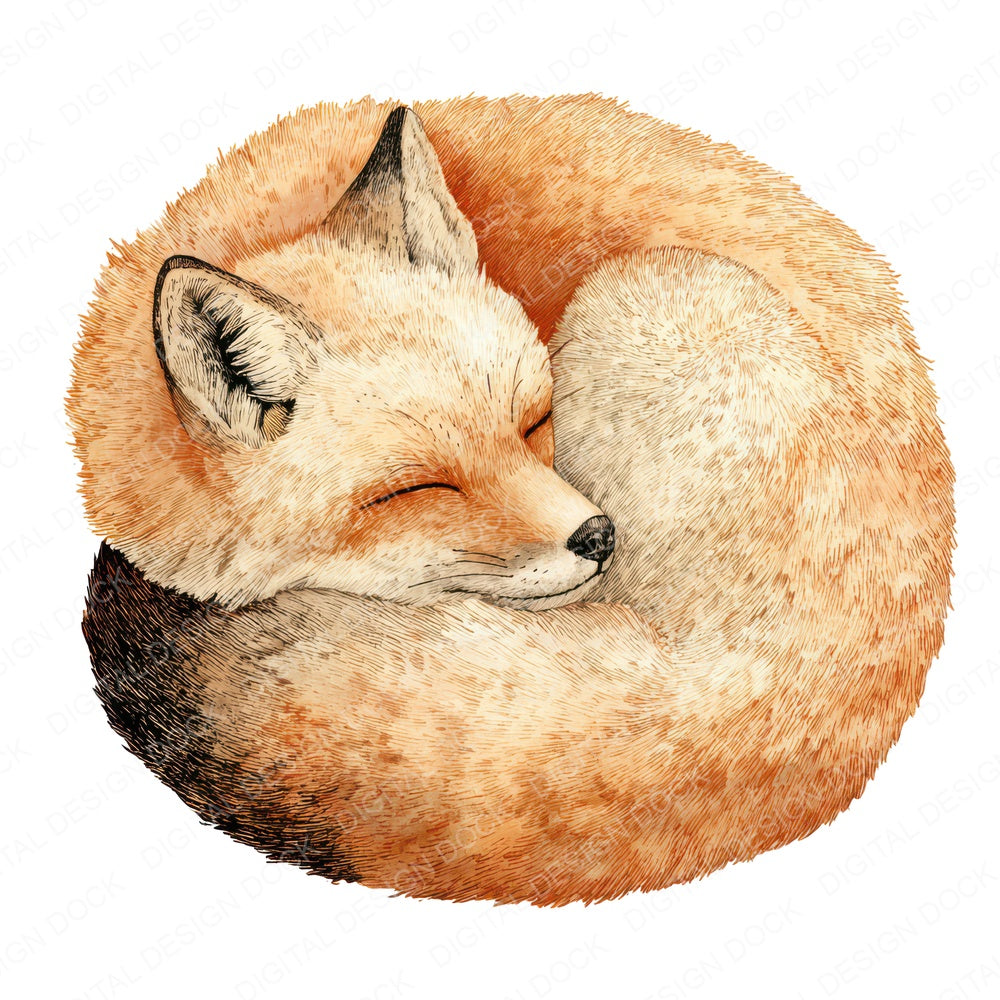 Sleeping Little Fox Clipart Set (DDD008246)