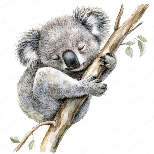 Sleepy Koala fussy cut sheet in A4 format showing all 12 designs on one printable page