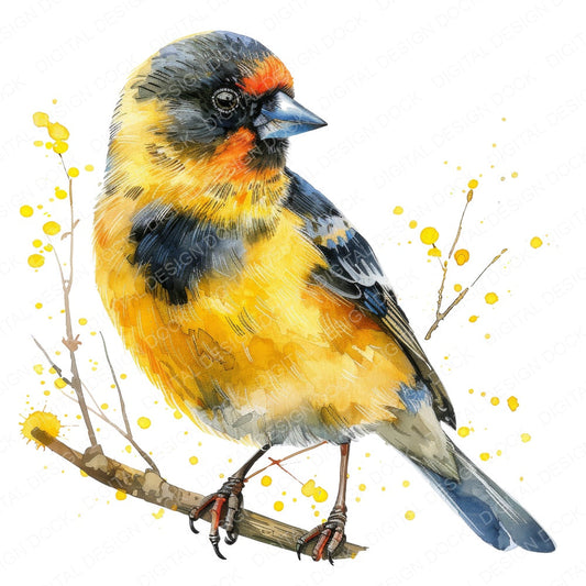 Small Goldfinch fussy cut sheet in A4 format showing all 12 designs on one printable page